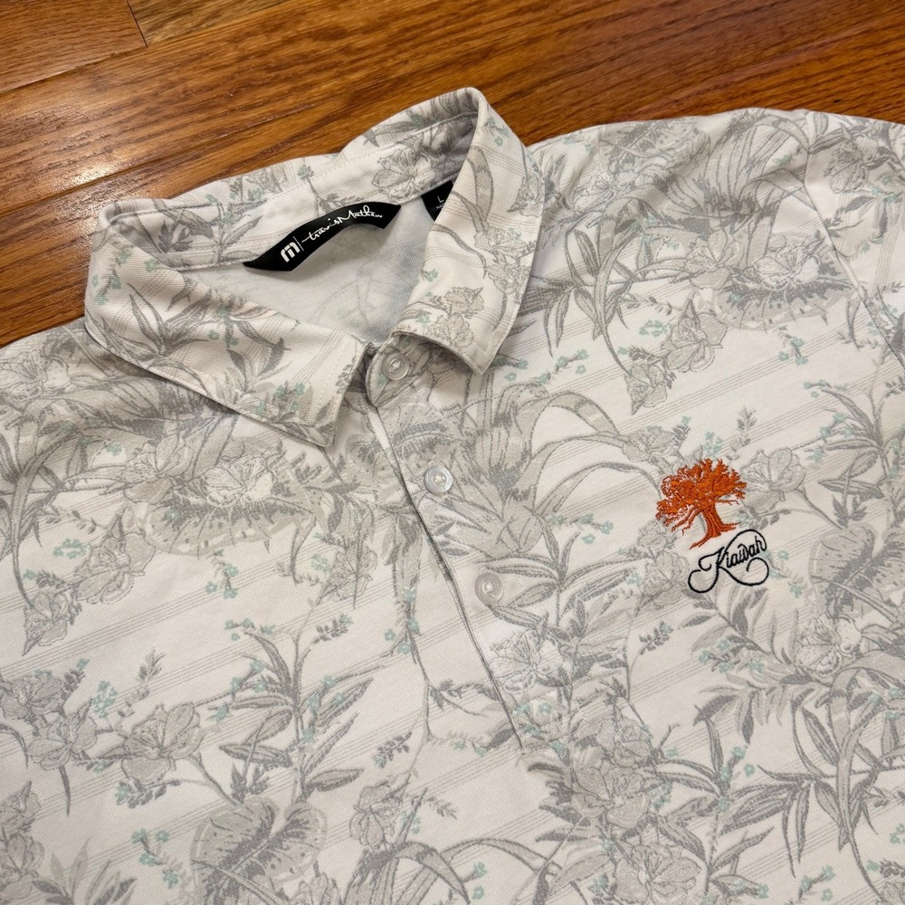 Travis Mathew Kiawah The Ocean Course Golf Polo Shirt Mens Large Floral Print